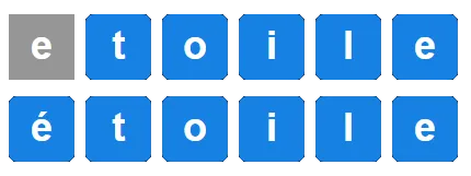 Word game with or without accents or special characters to simplify if desired