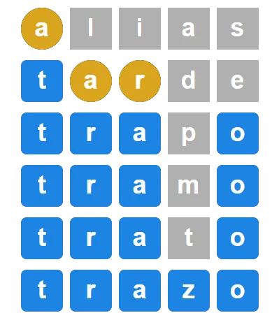 Ejemplo de partida WordsPuzzler en español