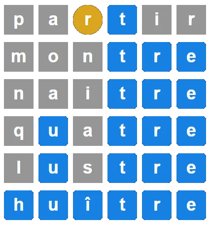 Exemple de partie WordsPuzzler en français