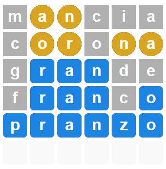 Esempio di partita WordsPuzzler in italiano